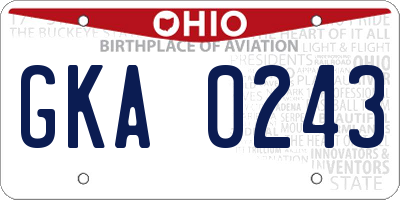 OH license plate GKA0243