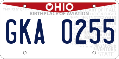 OH license plate GKA0255