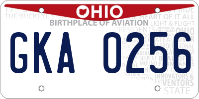OH license plate GKA0256