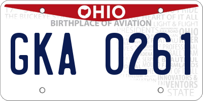 OH license plate GKA0261