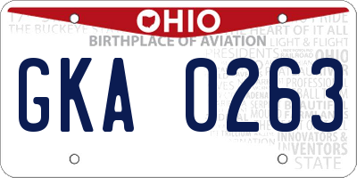 OH license plate GKA0263
