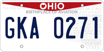 OH license plate GKA0271