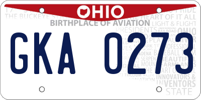 OH license plate GKA0273