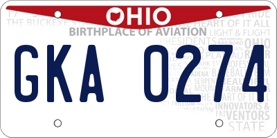 OH license plate GKA0274