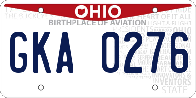 OH license plate GKA0276