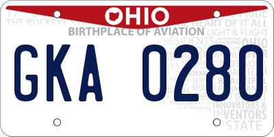 OH license plate GKA0280