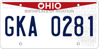 OH license plate GKA0281