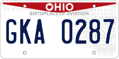 OH license plate GKA0287