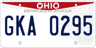 OH license plate GKA0295
