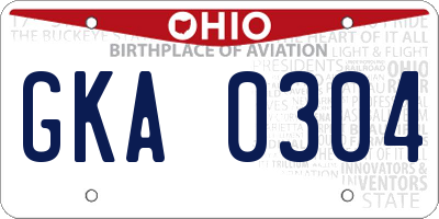 OH license plate GKA0304