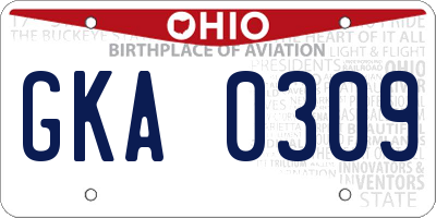 OH license plate GKA0309