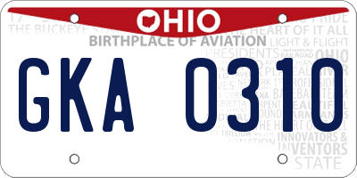 OH license plate GKA0310