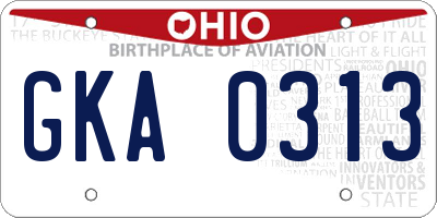 OH license plate GKA0313