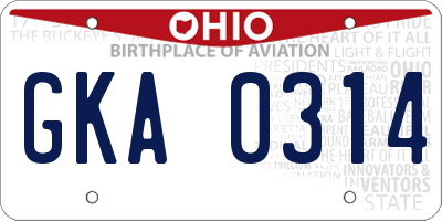 OH license plate GKA0314