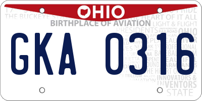 OH license plate GKA0316