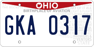 OH license plate GKA0317