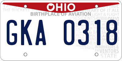 OH license plate GKA0318