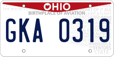 OH license plate GKA0319