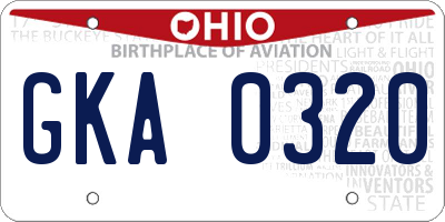 OH license plate GKA0320