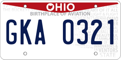OH license plate GKA0321