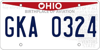 OH license plate GKA0324