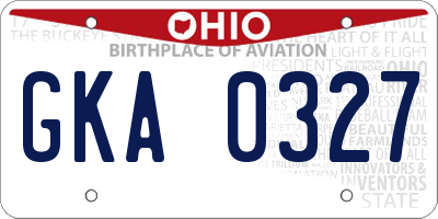 OH license plate GKA0327