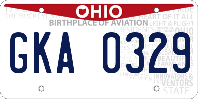 OH license plate GKA0329