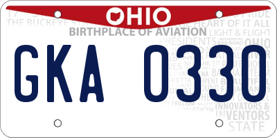 OH license plate GKA0330