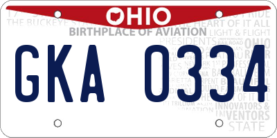 OH license plate GKA0334