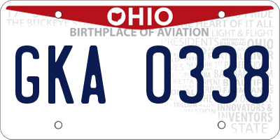OH license plate GKA0338