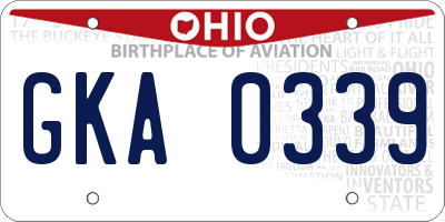OH license plate GKA0339