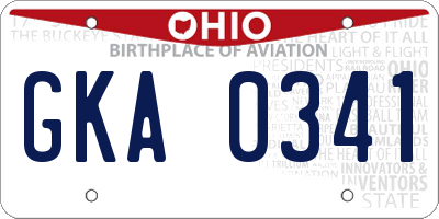 OH license plate GKA0341