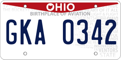 OH license plate GKA0342