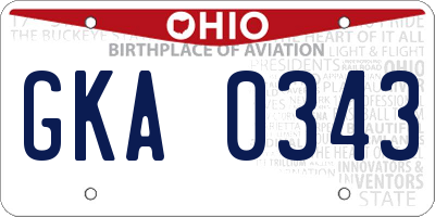 OH license plate GKA0343