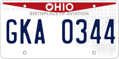 OH license plate GKA0344