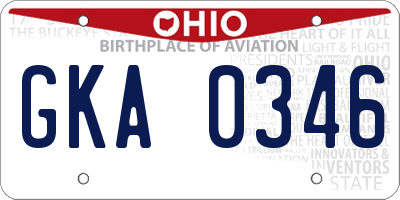 OH license plate GKA0346