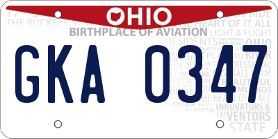 OH license plate GKA0347