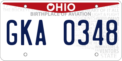 OH license plate GKA0348
