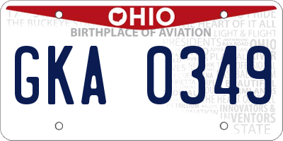OH license plate GKA0349
