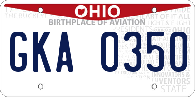 OH license plate GKA0350