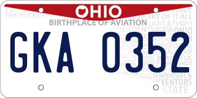 OH license plate GKA0352