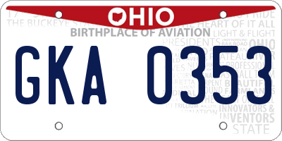 OH license plate GKA0353