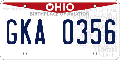 OH license plate GKA0356