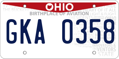 OH license plate GKA0358