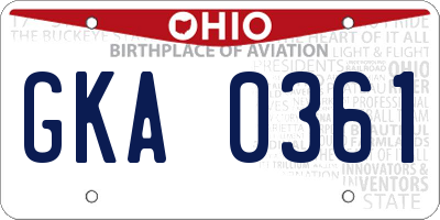 OH license plate GKA0361