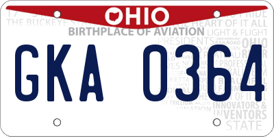 OH license plate GKA0364