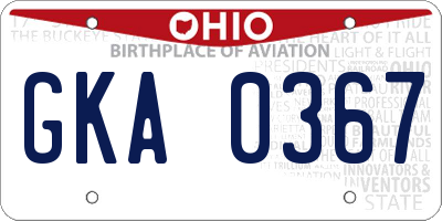 OH license plate GKA0367