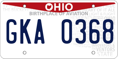 OH license plate GKA0368