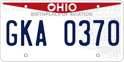 OH license plate GKA0370