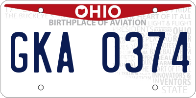 OH license plate GKA0374